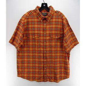 Woolrich Shirt XL Button Down Plaid Camp Flap Pockets Preppy Outdoor